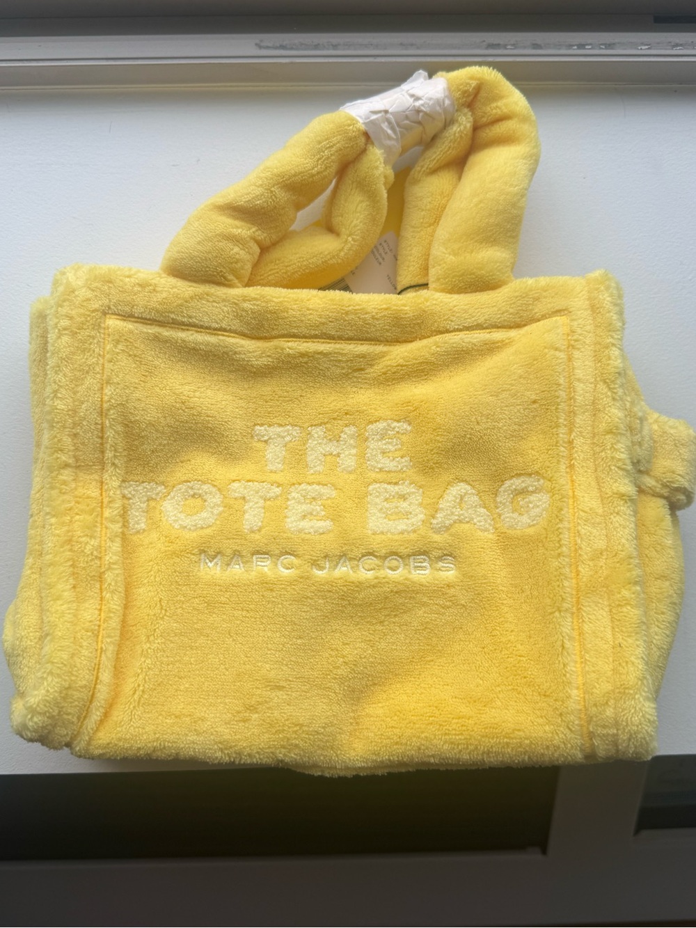 Marc Jacobs Bright Yellow Plush Tote with Embroidered Logo